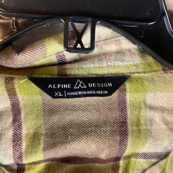 Alpine Design Flannel Shirt Men XL Brown Plaid Cotton Collared Long Sleeve 7020 - Picture 3 of 8